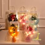 ソープフラワー 花束 LED ライト付き バラ ひまわり 向日葵 薔薇 造花 花