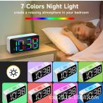 デジタル目覚まし時計 7インチ大型LEDディスプレイ 7色のナイトライト付きスヌーズ 機能 LED バックライト デジタル 電池式 アラーム 卓上 置き時計 プレゼント