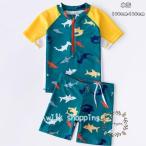 男の子 水着 スクール水着 サメ柄 上下 2点セット キッズ みずぎ セパレート 半袖水着+水泳パンツ スイムウェア 海水浴 プール 温泉 シーサイド スポーツ ビーチ