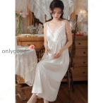 ルームウェア 可愛い ワンピース レディース 春 ネグリジェ 大人 ベビードール ノースリーブ ロング スリップ 大きいサイズ レース かわいい