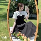 ワンピース レディース スウィート 森ガール デザイン感 透かし彫り 切り替え 切り替え リボン付け お洒落