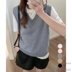 ニットベスト Vネック 重ね着 春秋冬