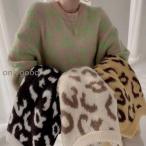 ニット セーター レオパード柄 ニットソー レディース ヒョウ柄 長袖 秋 冬 プルオーバー トップス カジュアル ゆったり