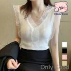 Vネック レースキャミソール レディ