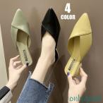 レディースファッションミュール サンダル ポインテッドトゥ かかとなし フェイクレザー ローヒール ぺたんこ チャンキーヒール 太ヒール 履物 女性用