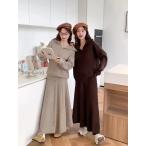 セットアップ レディース 秋冬 韓国風 きれいめ 上下セット 長袖 トップス 2点セット スカート ニットセット カジュアルセット 通勤 オシャレ