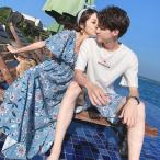 ペアルック tシャツ 可愛い ペアルック カップル ワンピース レディース メンズ t シャツ 上下セット ブランド ペア カップル 服