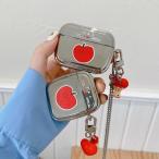 airpods pro ケース 韓国 airpods pro 第2世代 ケース airpods ケース エアポッズプロ ケース TPU シルバー メタリック りんご チャーム