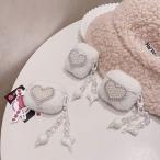 airpods pro ケース 韓国 airpods 第3世代 ケース airpods pro 第2世代 ケース airpods ケース イヤホンケース ポリエステル もこもこ ハート ビジュー チャーム