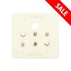 Yahoo! Yahoo!ショッピング(ヤフー ショッピング)ピアス レディース アクセサリー 韓国 シンプル ミニハートモチーフ3SET ゴールド