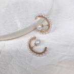 Yahoo! Yahoo!ショッピング(ヤフー ショッピング)ピアス レディース アクセサリー 韓国 シンプル Cモチーフパール ゴールド パール 結婚式