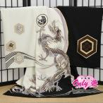 A23-0180/お宮参り/着物/レンタル/男の子/JAPAN STYLE/0-520IM/赤ちゃん/のしめ/掛け着物/初着/産着/白/黒/モダン柄/