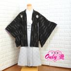 A24-0485S/ Junior ансамбль hakama комплект / мужчина /JYAPAN STYLE/12-010IM/15-011KT/ 10 лет. праздник ./ 10 три три ./ начальная школа церемония окончания / бренд / кимоно / перо тканый / hakama / чёрный / кимоно в аренду 