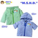 送料無料 子供服 男の子 パーカー ジップアップ 長袖 チェック柄 サッカー生地 袖ロールアップ ワッペン装飾 男児 ベビー 90cm 95cm メール便対応
