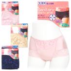 ショッピングサニタリーショーツ 送料無料 婦人 レディース サニタリー ショーツ ガードル 生理用 ウィング対応 股上浅め ストレッチ バックギャザー 足口レース 下着 yg-1827 メール便対応