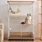 猫キャットケージ木製二段ナチュラル1段2段可能キャスター付キャットハウス留...