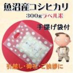 引越し 挨拶 ギフト 手提げ袋付 ミニ袋ラベル米 300g ２合(魚沼産コシヒカリ) 結婚式のプチギフト 退職お礼 転勤 移動 御礼 粗品