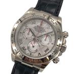 ロレックス ROLEX コスモグラフデイトナ メテオライト クロコダイルレザー D番 116519 シルバー K18WG/革ベルト 腕時計 メンズ 中古