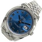 ロレックス ROLEX デイトジャスト41 ローマ 126300 シルバー×ブルー SS 腕時計 メンズ 中古