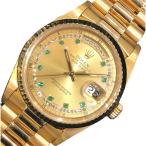 ロレックス ROLEX デイデイト 18238LE S番 シャンパン K18イエローゴールド、ダイヤモンド、エメラルド 腕時計 メンズ 中古