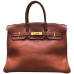 エルメス HERMES バーキン35 □D刻印 ノアゼット ゴールド金具 フィヨルド ハンドバッグ ユニセックス 中古