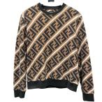 フェンディ FENDI FF総柄スウェットシャツ FY0944 ブラウン コットン スウェット メンズ 中古