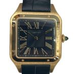 カルティエ Cartier サントスデュモン WGSA0115 ネイビー K18YG/革ベルト 腕時計 メンズ 中古