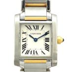 カルティエ Cartier タンクフランセーズ SM W51007Q ホワイト ステンレススチール/ゴールド 腕時計 レディース 中古