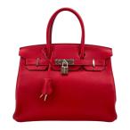 エルメス HERMES バーキン30 T刻印 ルージュカザック SV金具 トリヨン ハンドバッグ レディース 中古