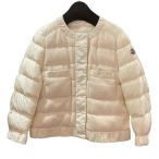 モンクレール MONCLER VEULES ツイード切り替えダウンジャケット ホワイト ナイロン ダウンジャケット レディース 中古