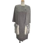 フェンディ FENDI ファーポケットケープコート FF8369 グレー ウール その他アウター レディース 中古