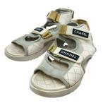 シャネル CHANEL ラバーロゴマトラッセスポーツサンダル G37231 ホワイト レザー サンダル レディース 中古