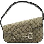 ショッピングＧＧ グッチ GUCCI ホースビットショルダー 764155 ブラウン GGスプリーム ショルダーバッグ レディース 中古