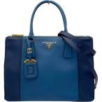 ショッピングプラダ プラダ PRADA ガレリア トートバッグ B2274C ブルー サフィアーノレザー ショルダーバッグ レディース 中古