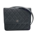 シャネル CHANEL マトラッセ　チェーンウォレット A84310  ブラック キャビアスキン SV金具 ショルダーバッグ レディース 中古