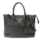 ショッピングプラダ プラダ PRADA ヴィッテロダイノ トートバッグ 1BA063 ブラック ヴィッテロダイノレザー ハンドバッグ レディース 中古