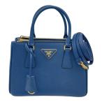 プラダ PRADA ガレリア スモールバッグ 1BA896 ブルー サフィアーノレザー ハンドバッグ レディース 中古