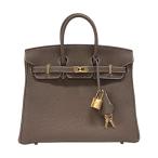 エルメス HERMES バーキン25 K刻 エトゥープ ゴールド金具 トゴ ハンドバッグ レディース 中古