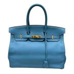 エルメス HERMES バーキン35 □B刻 ブルージーン　ゴールド金具 フィヨルド ハンドバッグ レディース 中古