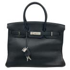 エルメス HERMES バーキン35 □E刻 ブラック SV金具 トリヨン ハンドバッグ レディース 中古