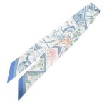 エルメス HERMES ツイリー　LE PHILA TELISTE DU FAUBO URG ホワイト/グレー/パープル シルク スカーフ レディース 中古