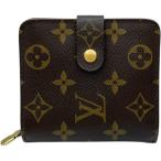 ショッピングルイ･ヴィトン ルイ・ヴィトン LOUIS VUITTON コンパクトジップウォレット M61667 ブラウン モノグラムキャンバス 二つ折り財布 レディース 中古