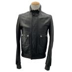 ショッピングdior ディオールオム DIOR HOMME レザーシングルライダーズジャケット 8H3540980003 ブラック レザー ライダースジャケット メンズ 中古