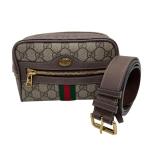  Gucci GUCCI off .tia маленький ремень сумка 517076 Brown ×GD металлические принадлежности GGs шкив m сумка-пояс женский б/у 