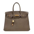 エルメス HERMES バーキン35 □N刻 エトゥープ ゴールド金具 トゴ ハンドバッグ レディース 中古