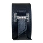 エルメス HERMES アルテミス バングル ブラック シルバー金具 レザー アクセサリー 中古