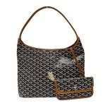 ショッピングゴヤール ゴヤール GOYARD ボエム ホーボーバッグ ブラック×タン ゴヤールディンキャンバス ショルダーバッグ レディース 中古