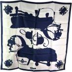 エルメス HERMES カレ90 HARNAIS DE COUR ホワイト/ネイビー スカーフ レディース 中古