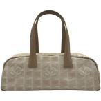 シャネル CHANEL ニュートラベルライン ミニボストンバッグ A15828 8番台 べージ ゴールド金具 ナイロンジャガード  レディース 中古