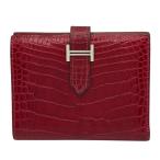 エルメス HERMES ベアンコンパクト □M刻　(2009年製) ブレイズ シルバー金具 アリゲーター 二つ折り財布 レディース 中古